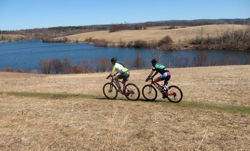 Andy and I riding a path across the fields. It will be a lot greener in May!